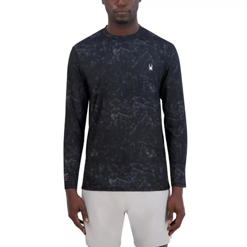 Spyder Men’s Rash Guard, Breathable Fabric, Quick Dry, 50+ UPF Protection (US, Alpha, Medium, Regular, Regular, Black)