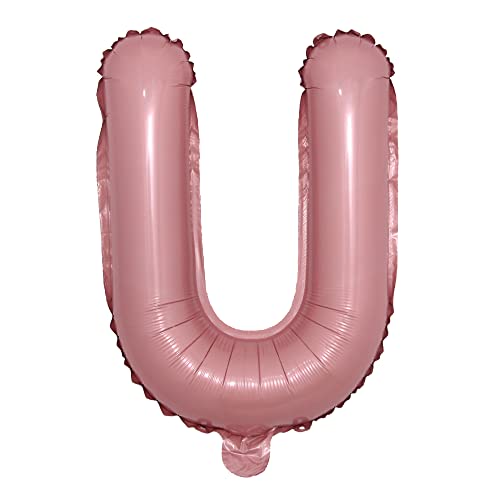 16 inch Candy Pink Alphabet Letter and Number Balloons Set Package, Aluminum Hanging Foil Film Banner Mylar Balloon for Birthday Party Decoration Custom Word (A-Z, 0-9) (16 inch Candy Pink U)