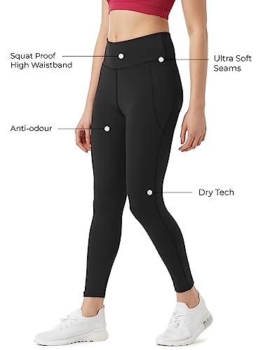 Image of PUMP'D Women's Stretchable Leggings -Two Deep Side Pockets, Ankle Length, Lightweight, Anti-Odor, Squat Proof, Dry Tech, Ultra Soft Seams