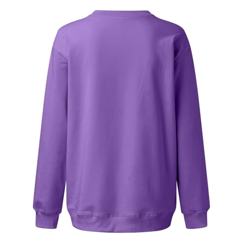 Image of Women Crew Neck Sweatshirts Fall Casual Oversized Sweat Shirts Long Sleeve Cute Preppy Sweatshirt Comfort Pullover