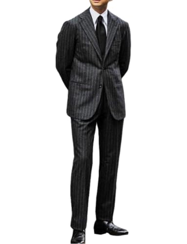 Costume en tweed rayé haut de gamme pour homme avec veste à revers échancré