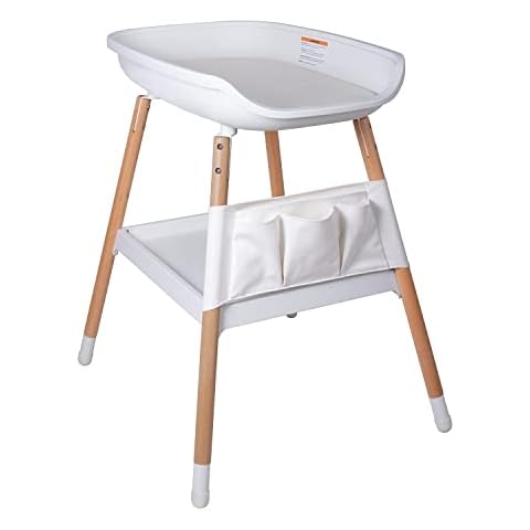 Beberoad Love Baby Changing Table Diaper Changing Table with Changing Pad Adjustable Height Changing Table with Nursery Organizer and Large Storage Rack for Newborn Baby and Infant (White) Cover