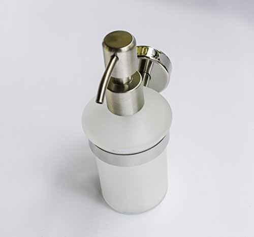 Kapitan Liquid Soap Dispenser and Holder, Frosted Glass, Wall Mounted, Stainless Steel AISI 304 18/10, Polished Finish, Made in EU, 20 Years Warranty