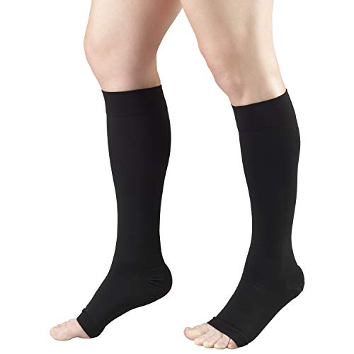 Image of Truform 20-30 mmHg Compression Stockings for Men and Women, Knee High Length, Open Toe