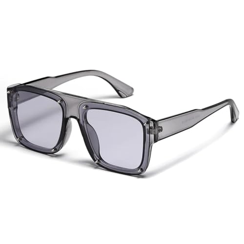Lunettes de soleil pour hommes et femmes surdimensionnées noires style punk à rivets vintage