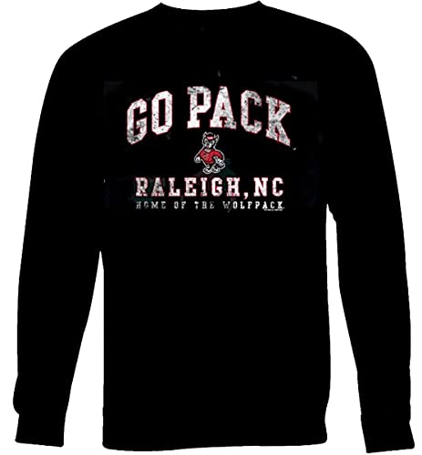 North Carolina State Men's Go Pack Distressed Slogan Long Sleeve T Shirt (X-Large) Black