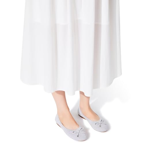 Image of Frank Mully Women's Ballet Flat Shoes Knit Dress Shoes Round Toe Slip On Ballerina Flats for Woman Low Wedge Comfort Soft