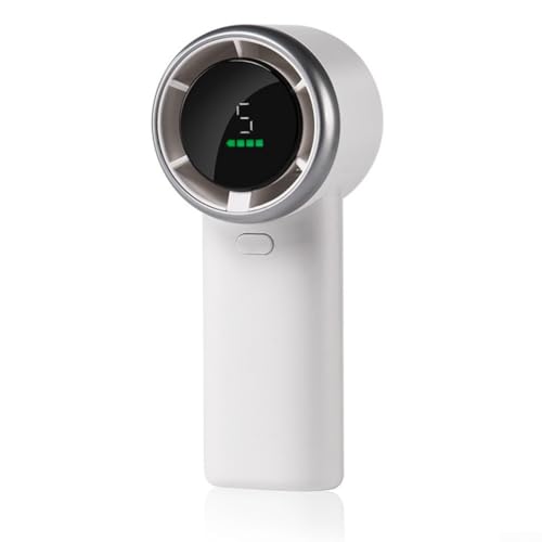 Aprilsunnyzone Ventilador de mesa con pantalla LED, ventilador de mano turbo portátil de 3600 mAh, ventilador de 5 velocidades, mini ventilador, fácil de llevar, fácil de ajustar, recargable por USB