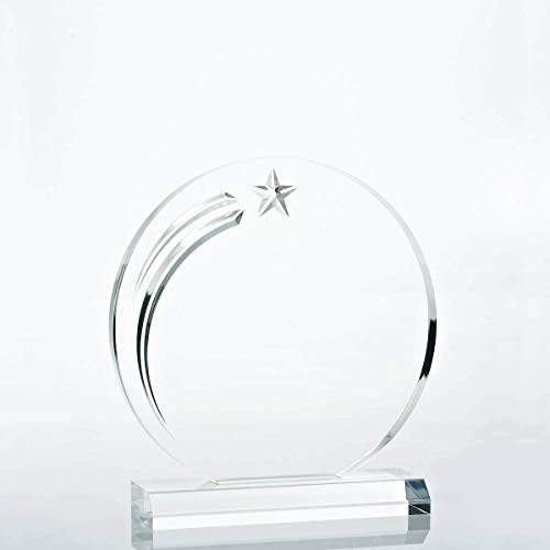 Baudville Engraved Trophy - Acrylic - Circle - Shooting Star Curve On Side - Award For Employees - Personalized Engraving Up To Three Lines And Pre-Written Verse Selection #TOP4