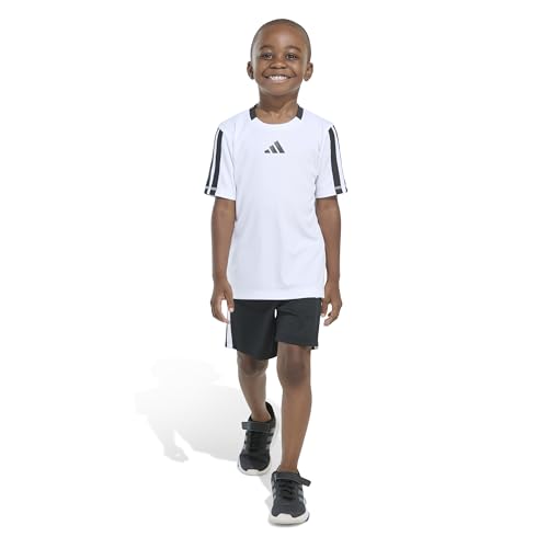 Image of adidas Boys' Short Sleeve 3-Stripe Soccer Tee Shirt and Short Set
