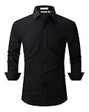Echoph Mens Dress Shirts Long Sleeve Wrinkle Free Regular Fit Casual Business Button Down Shirt Blac