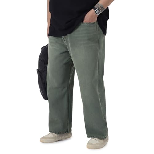 Image of Urbano Plus Men's Loose Baggy Fit Heavy Washed Jeans Non-Stretchable