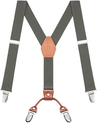 Buyless Fashion Adjustable Suspenders for Kids - 26" Elastic Straps 1" - Leather Y Shape Back - 5151