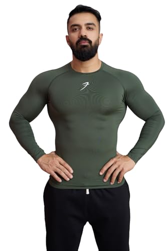 Image of FUAARK Men's Full Sleeve Compression T-Shirt - Athletic Base Layer for Fitness, Cycling, Training, Workout, Tactical Sports Wear