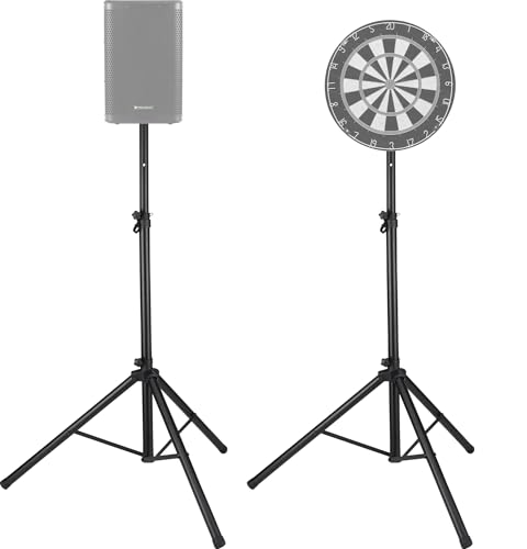 Pronomic SPS-1S Boxenstativ Stahl - Boxenständer mit Stabiler extra breiter Dreibein-Konstruktion - Höhe 120-193 cm - Stativ auch als Dartstativ oder Fotostativ verwendbar
