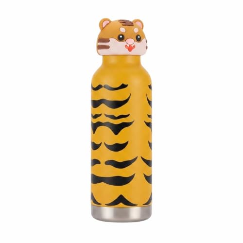 Image of JOUET Kids 600ml Stainless Steel Water Bottle with Pufferfish Character Lid, Reusable School Drinking Bottle for Travel, Sports & Daily Use