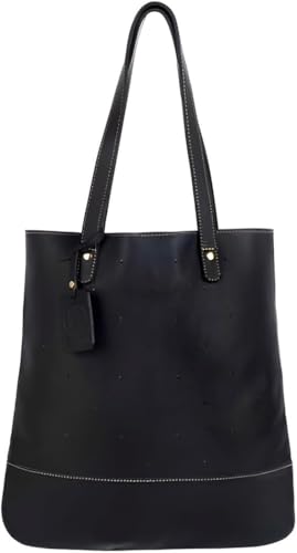 Bolsa de Couro Legítimo Feminina Flávia – Modelo Saco Compacta e Elegante, Leve, Resistente e Sofisticada – Ideal para Uso Diário, Trabalho, Passeios e Presentes (Preto)