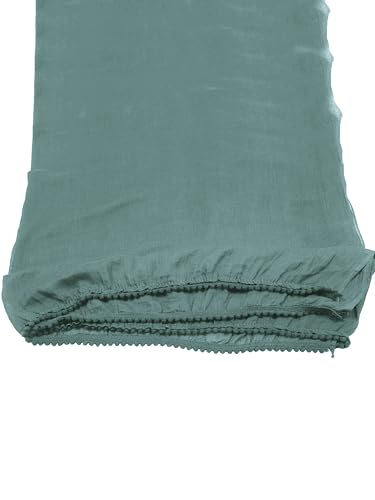Image of Miraan Solid Pure Cotton Dupatta with Pom Pom Border, 2.25 meters length (DUPCOTTON)