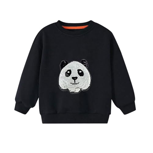 Pullover Sweatshirt for Kids Boys And Girls Pullover Spring And Autumn Color Sequins Big Children (Black, 12-13 Years)