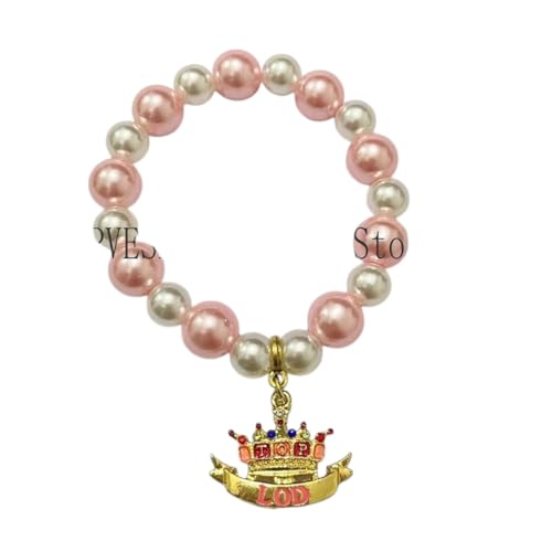 New 2026 Pink And White Pearl Tlod Bracelet With Crown Badge Pendant Jewelry Fashion Accessories Creative Gift