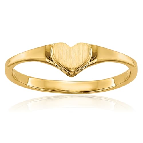IceCarats 10K Solid Yellow Gold Heart Ring Love Band