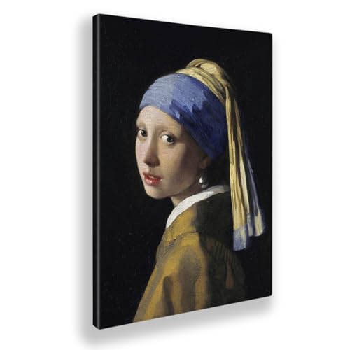 Giallobus - Obraz - Jan Vermeer - Dziewczyna z Perłą - Standaard frame canvas - 35L x 50l cm - Gotowe do powieszenia - Nowoczesne obrazy do domu