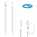 Produktbild cuauco[4-Pack Silikon Hülse für Apple Pencil Schutzhülle Huelle Sleeve/2Pen Nib Schutzhülle für/Kabel Adapterhalter für Apple iPad Pro 9.7 10.5 12.9 Pencil und iPad 2018(6.Gen) Pencil (Weiß)