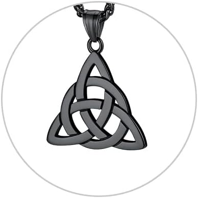 FaithHeart Celtic Knot Necklace for Men Women, Irish Trinity Triquetra Knots/Celtics Cross Pendant Eternity Jewellery Stainless Steel/Gold/Black, With Gift Packaging