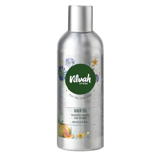 Image of Vilvah Hair Regrowth Oil | Reduces Hair Fall & Boosts Regrowth | With Pumpkin Seed, Kalonji, Castor Oil & Vitamin E | Strengthens Roots & Improves Scalp Health | Unisex | 200ml