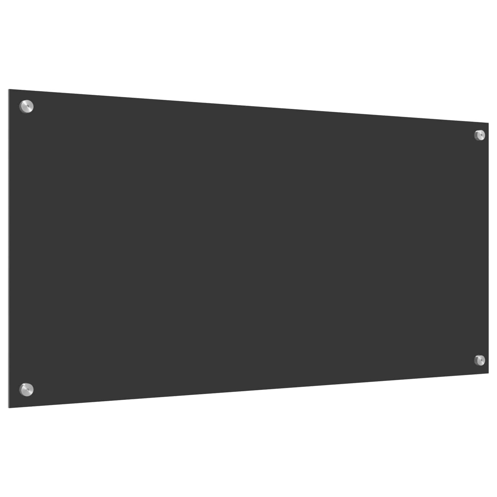Crédence de Cuisine Gris foncé en Verre trempé 100 x 50 cm, résistante à la Chaleur, 4 Trous pré-percés, pour Cuisine Maison, Restaurant, Entretien Facile et Design Moderne