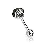 Sexy Piercing mit Logo PunkJewelry Piercing Zungenpiercing Barbell Sexy Logo 316L Chirurgenstahl Logo Lets Fuck