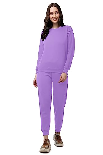 Image of Women's Full Sleeves Round Neck Winter wear Casual Fit Sweatshirt and Jogger Set Cotton Stretchable Comfort Fit and Warm for Cold Season for Everyday Winter Season Wear