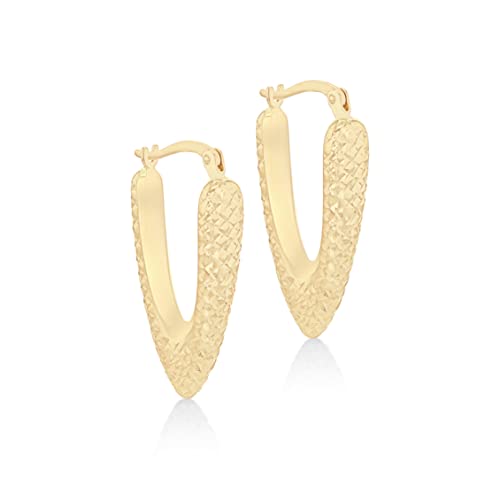 Boucles d'oreilles or jaune créoles pendantes anti irritation V