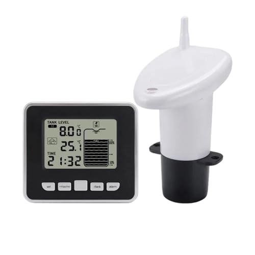 RWRAPS Water Tank Liquid Level Meter with Temperature Sensor Water Level Time Display Low Battery Indicator(1Pcs)