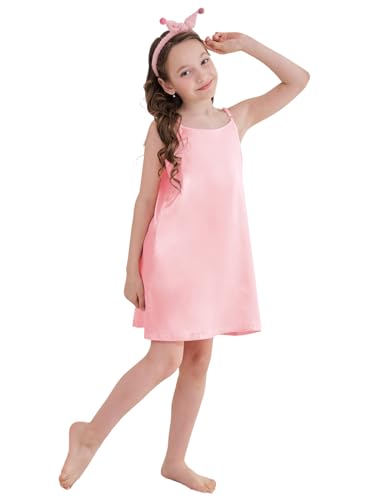 Umeyda Girl & Women's Satin Silky Nightgown Sleeveless Spaghetti Strap Pajamas Dress for Kids Sleepwear, 3 Years - XXL2