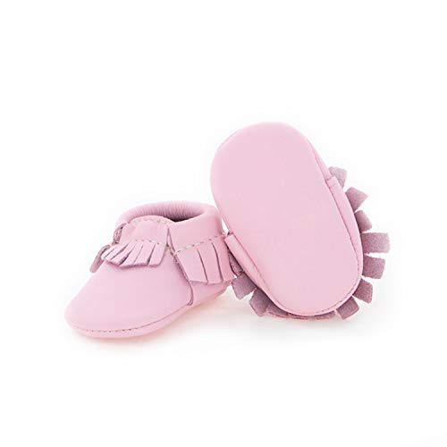 Freshly Picked - Soft Sole Leather Moccasins - Newborn Baby Girl Boy Shoes - Size 0 Rose Pink