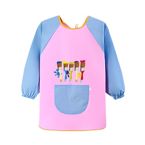 Bata de pintura escolar de 1ª clase, para niños y niñas, delantal para niños a partir de 6 años, impermeable con bolsillos grandes, manga larga, para niños de 7 a 12 años, bata de tinta para escuela