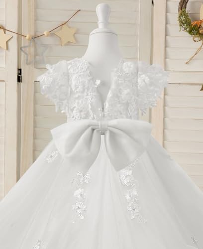 Flower Girl Dresses for Wedding Lace Girls Pageant Dress Tulle First Communion Ball Gown with Sleeves4