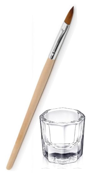 Nail 10 No Acrylic Brush with Dappen Dish for Acrylic Nails Professional Nail Art Brushes for Women Girls Salon Home Manicure (10.no brush, glass)-image-9