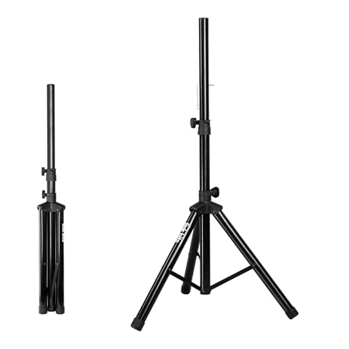 LINK BITS Soporte de Bocina Ajustable, Tripié Metálico para Altavoz 8” 12” 15”, Altura 71–127 cm, Base Estable