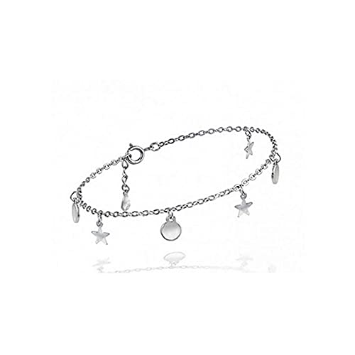 Pulsera plata forzada con colgantes monedas y estrellas