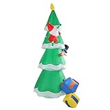 Árbol de Navidad Inflable Engrosado 15 LED Luz Automática a Prueba de Explosiones Árbol de Navidad Inflable 100-240V con Cajas de Regalo Inflables para Uso en Exteriores (Enchufe de la UE)