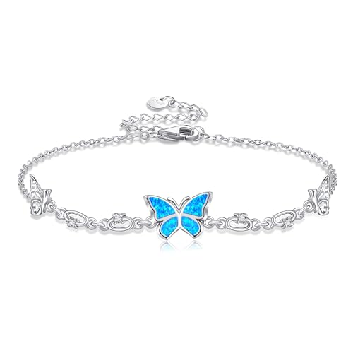 ONEFINITY Butterfly/Shamrock/Feather/Blue Opal/Green Chrysoprase/Lapis Lazuli/Mustard Seed/Daisy/Cross/Chakra Bracelets S925 Sterling Silver Bracelet Jewelry For Women