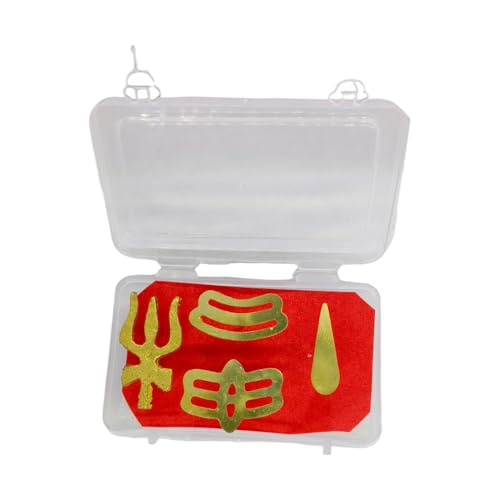 Brass Teeka Stamp Shiv Symbol Spritual Tilak 4 Pcs | Tilak Applicator Tools for Forehead & Face Stamps | Pottu Mahadev Tripund Hindu Pooja Accessories Face Stamp