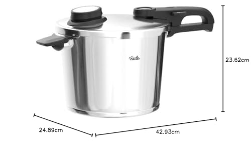 Fissler Vitavit Premium Olla a presión de 6 L y 22 cm de diámetro, acero inoxidable, 4 niveles de cocción, incluye accesorio de cocción al vapor, inducción - imagen 4