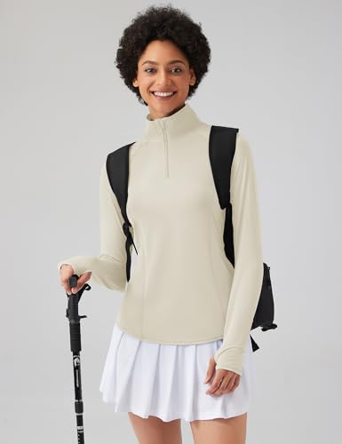 Image of LOMON Women Long Sleeve Shirts Sun Protection 1 /4 Zip Summer Quick Dry Hiking Shirts Quarter Zip Pullover for Women