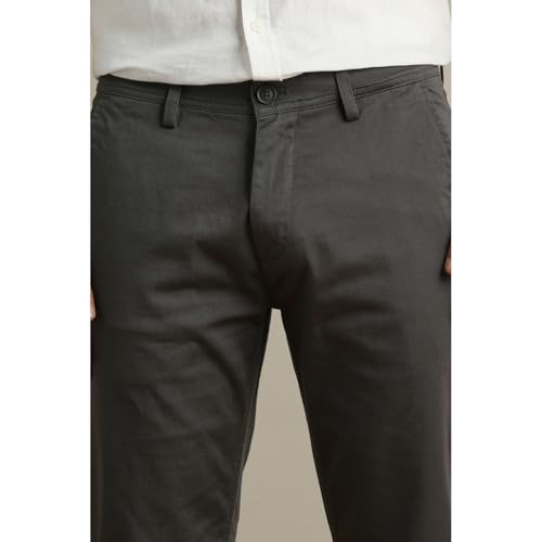 Image of Peter England Men's Super Slim Fit Stretchable Cotton Satin Casual Trousers | Office Sleek & Trendy Look