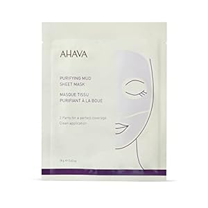 AHAVA Purifying Mud Sheet Mask – No-mess sheet mask to clear, purify, smooth and soften the skin, enriched with Exclusive Dead Sea Mineral Blend Osmoter, 6 x 0.1 oz