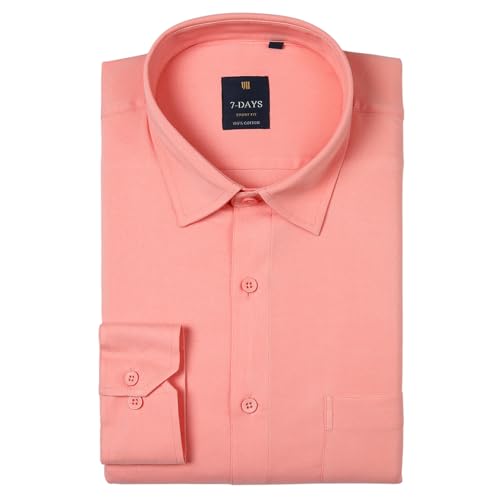 7-DAYS Men's Premium Shirt - Cotton Lycra, Strechable, Tailored S...