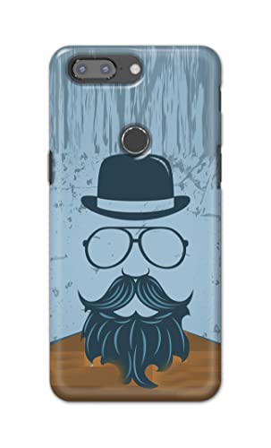 Image of PRINTFIDAA Mustache Beard and Hairstyle Hipster in Glasses Printed Designer Hard Case for OnePlus 5T Back Cover -(e) RPM1002